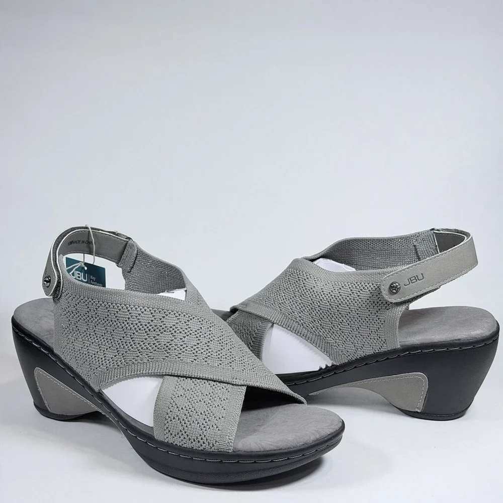 JBU by Jambu Size-10 M Women's Alyssa Shimmer Knit Wedge Heel Sandal